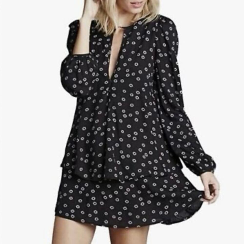 NWT Free People Beck Tiered Printed Mini Dress